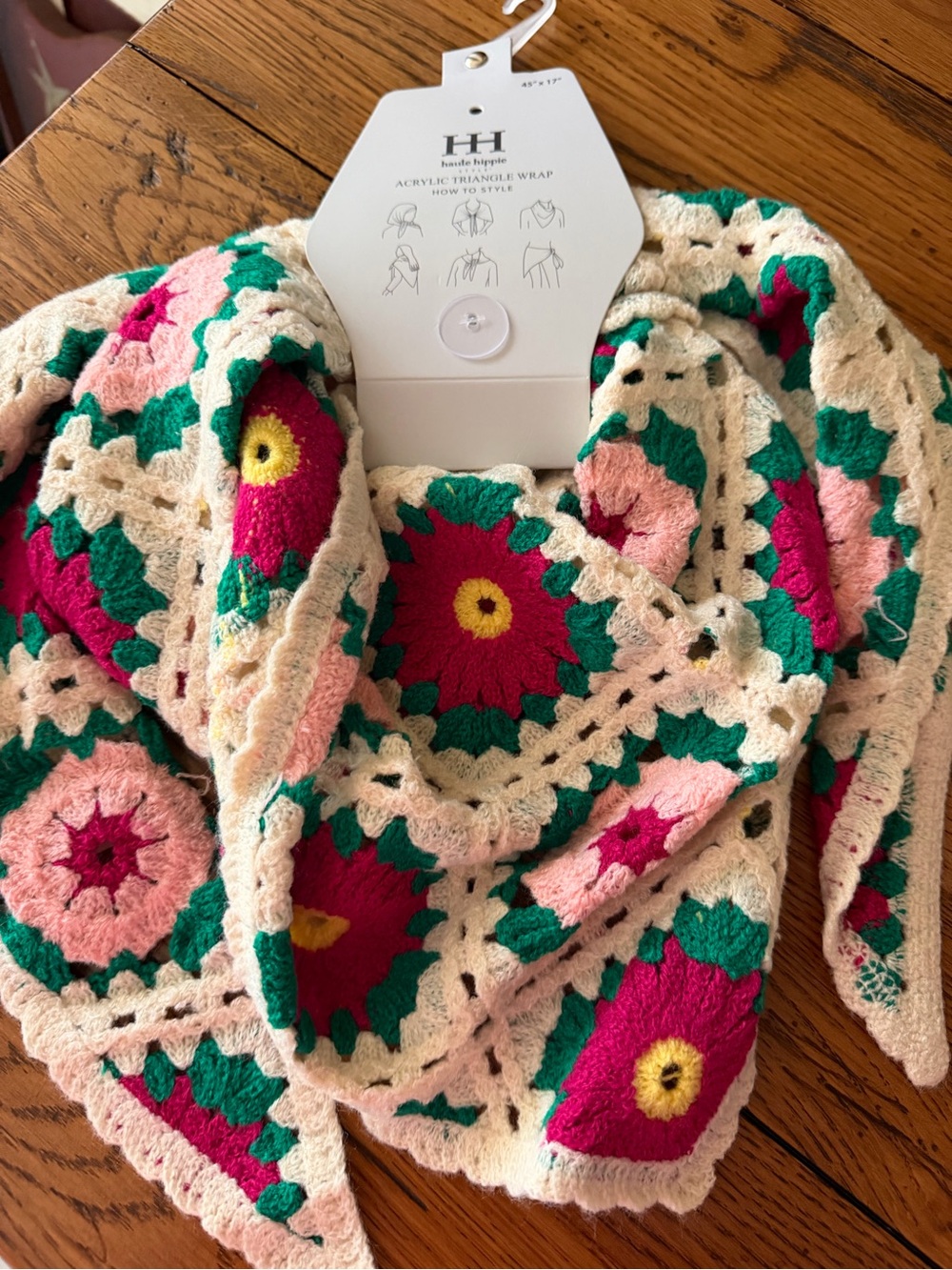 Hache Hippie Cream Floral Crochet Sweater Wrap